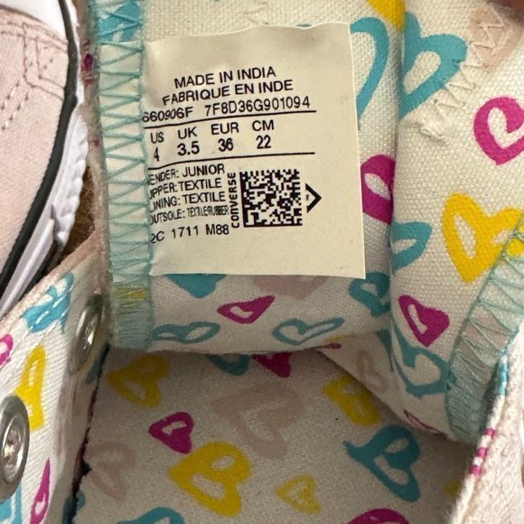 Converse Shoes Junior 4 Chuck Taylor Double Tongue Sneakers Pink Low‎ Top - Picture 10 of 13